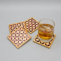 Wood Coaster Inlaid with Mother of Pearl - Kaleidoscope Brown & Gold - (Set of 4)