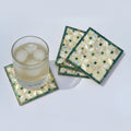 Wood Coaster Inlaid with Mother of Pearl - Kaleidoscope Green - (Set of 4)